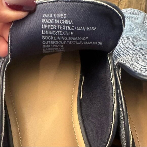 Draper James Darby Women's Slip On Mules Blue Embroidered Slip-On Loafers Size 9 - Picture 7 of 10